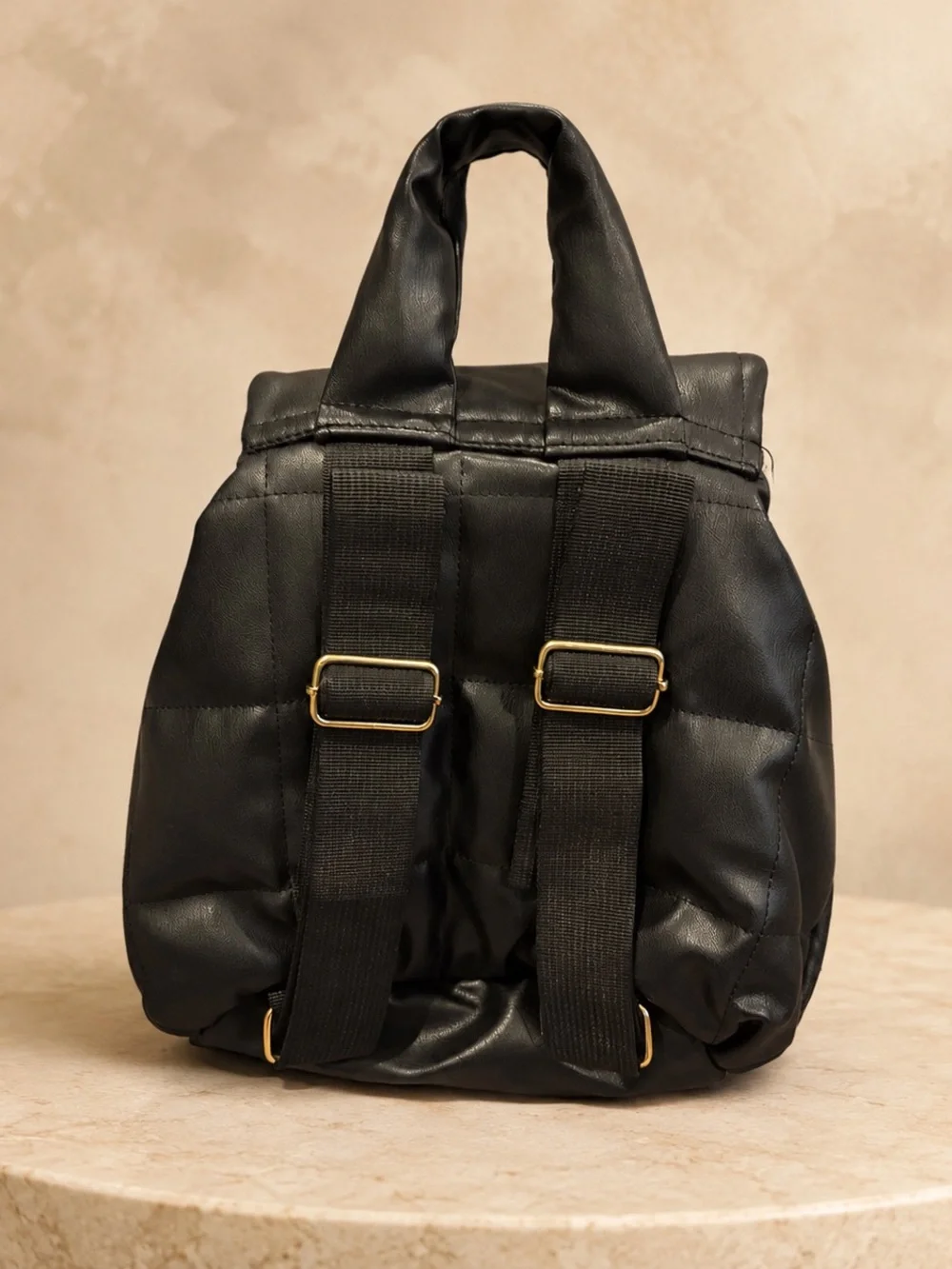 Isaac Mizrahi Black Quilted Leather Backpack